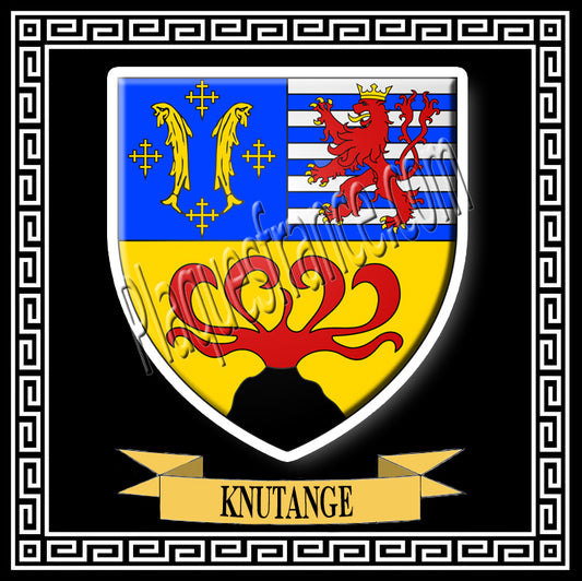 Plaque métal décorative carrée 30x30 cm fond noir blason Knutange Moselle 57