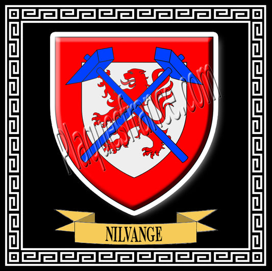 Plaque métal décorative carrée 30x30 cm fond noir blason Nilvange Moselle 57