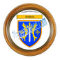 Plaque métal décorative cadre bois ronde Ø 30 cm blason Rombas, canton de Rombas, Moselle 57