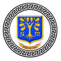 Plaque métal décorative ronde  blason Sainte Marie aux Chênes (57), fond blanc