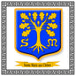 Plaque métal décorative, fond blanc  blason de Sainte Marie aux Chênes, (57)