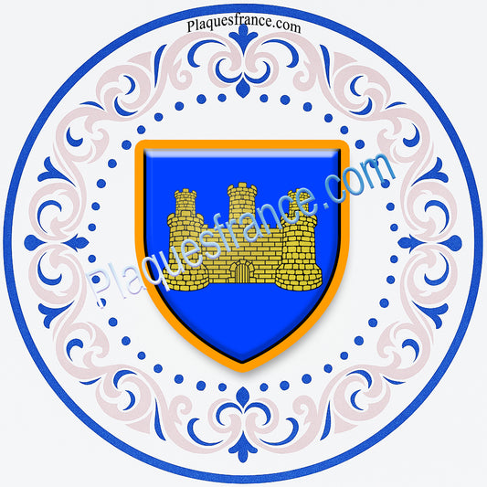 Plaque métal décorative façon assiette aile lys Ø 30cm  blason Thionville, Moselle 57