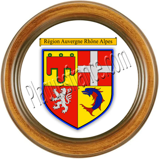 Plaque métal décorative cadre rond-bois auvergne rhône alpes