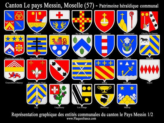Plaque métal décorative Collector planche 1/2 Canton du Pays Messin Moselle 57
