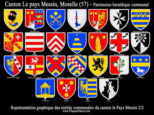 Plaque métal décorative Collector planche 2/2 Canton du Pays Messin Moselle 57