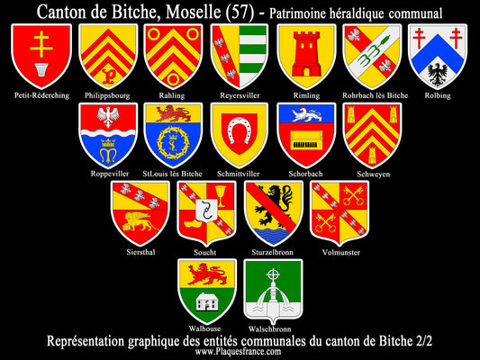 Plaque métal décorative Collector planche 2/2 Canton de Bitche Moselle 57