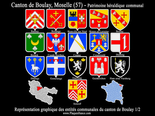 Plaque métal décorative Collector planche 1/2 Canton de Boulay Moselle 57