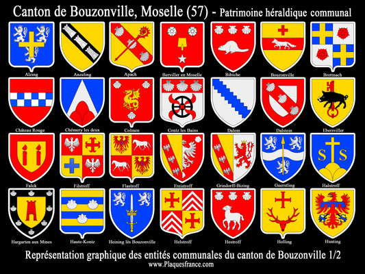 Plaque métal décorative Collector planche 1/2 Canton de Bouzonville Moselle 57