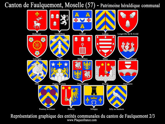 Plaque métal décorative Collector planche 2/3 Canton de Faulquemont Moselle 57