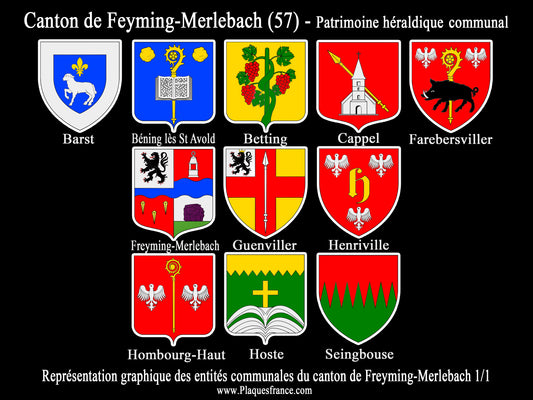 Plaque métal décorative Collector planche 1/1 Canton de Freyming-Merlebach Moselle 57
