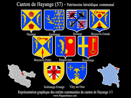 Plaque métal décorative Collector planche 1/1 Canton de Hayange Moselle 57
