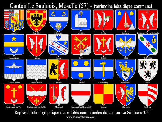 Plaque métal décorative Collector planche 3/5 Canton du Saulnois Moselle 57
