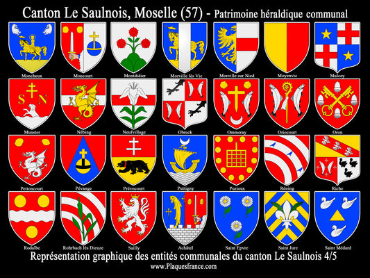 Plaque métal décorative Collector planche 4/5 Canton du Saulnois Moselle 57