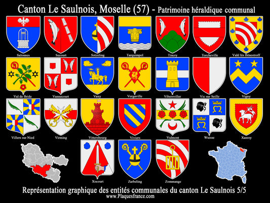 Plaque métal décorative Collector planche 5/5 Canton du Saulnois Moselle 57