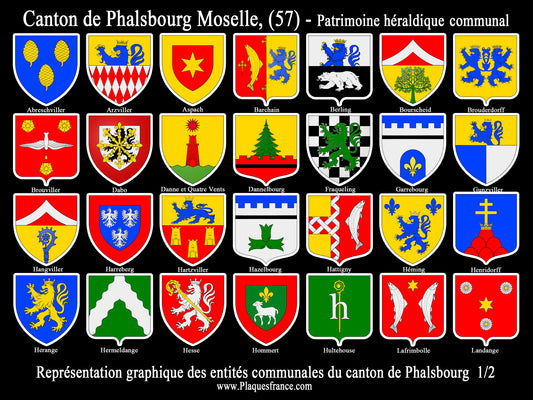 Plaque métal décorative Collector planche 1/2 Canton de Phalsbourg Moselle 57