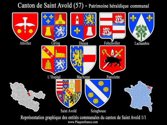 Plaque métal décorative Collector planche 1/1 Canton de Saint Avold Moselle 57