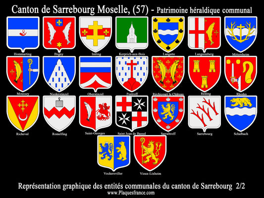 Plaque métal décorative Collector planche 2/2 Canton de Sarrebourg Moselle 57