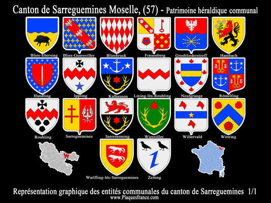Plaque métal décorative Collector planche 1/1 Canton de Sarreguemines Moselle 57