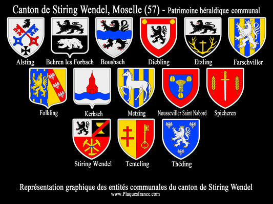 Plaque métal décorative Collector planche 1/1 Canton de Stiring Wendel Moselle 57