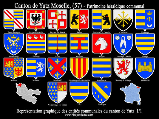 Plaque métal décorative Collector planche 1/1 Canton de Yutz Moselle 57