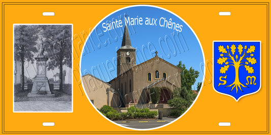 Plaque métal décorative  Eglise et monument de Sainte Marie aux Chênes 57