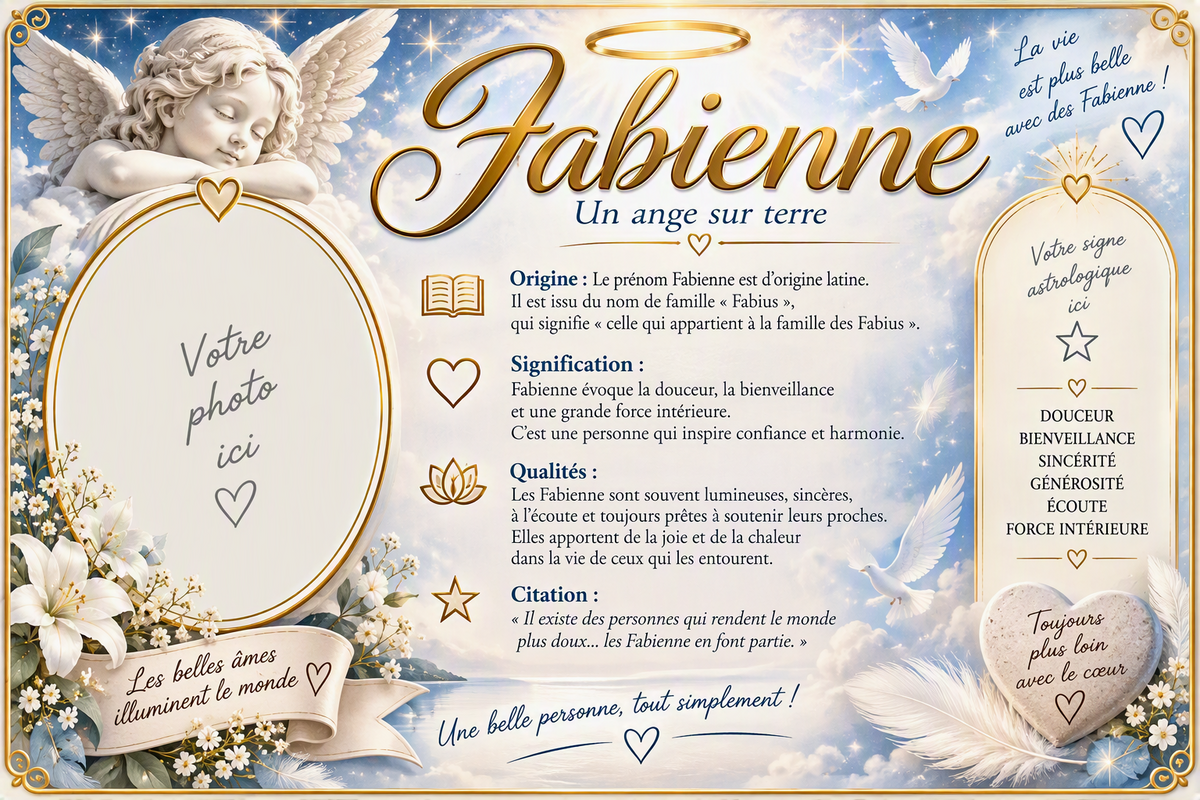 Plaque métal décorative, Fabienne (version ange)