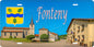 Plaque métal décorative 15 x 30 cm Mairie-Eglise Fonteny, canton du Saulnois Moselle 57