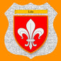 Plaque métal décorative format écusson Ø 30cm fond craquelure blason Lille, Nord 59