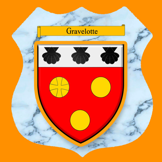 Plaque métal décorative format écusson Ø 30cm fond marbre,  blason Gravelotte 57