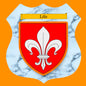 Plaque métal décorative format écusson Ø 30cm fond marbre blason Lille, Nord 59