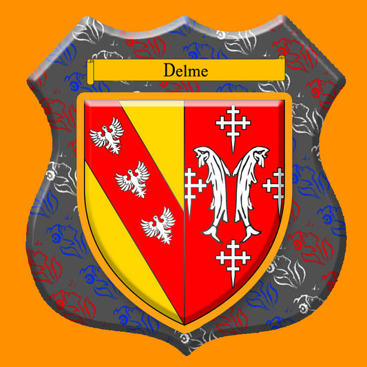 Plaque métal décorative format écusson Ø 30cm fond marianne blason Delme, Moselle 57