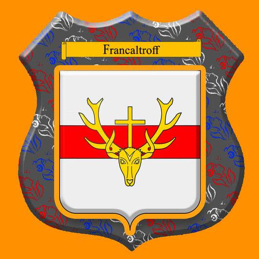 Plaque métal décorative format écusson Ø 30cm fond marianne blason Francaltroff, Moselle 57