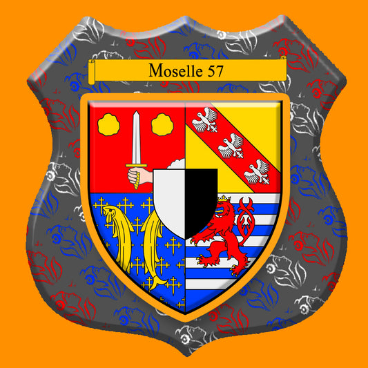 Plaque métal décorative format écusson Ø 30cm fond marianne blason , Moselle 57
