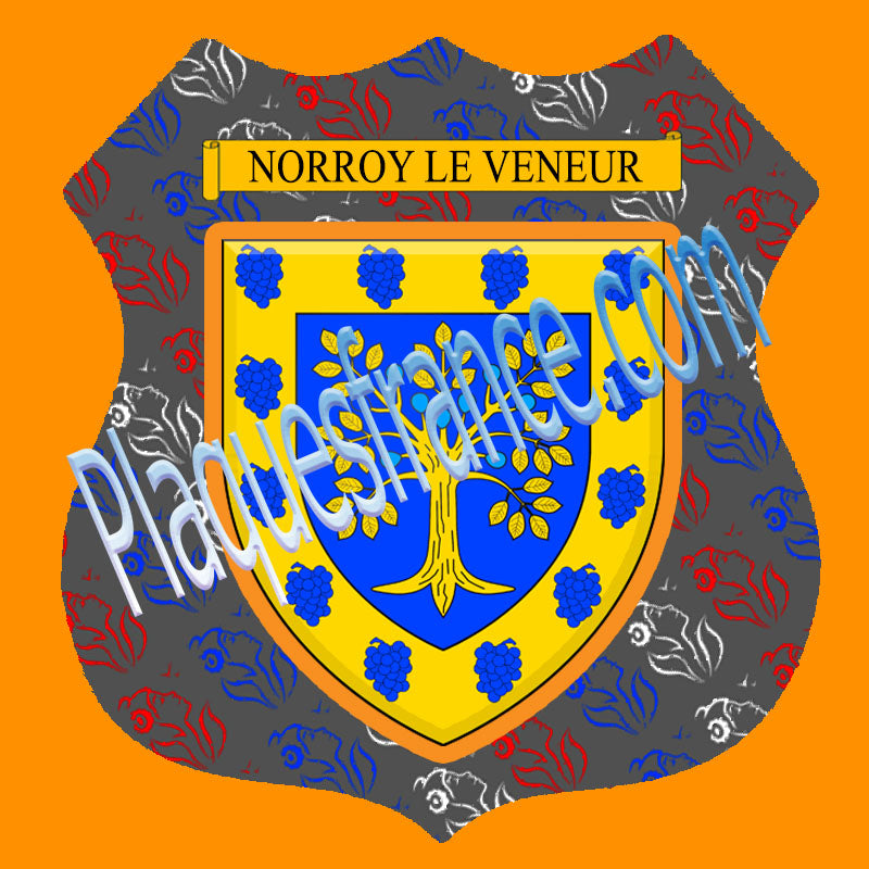 Plaque métal décorative format écusson Ø 30cm fond marianne Norroy le Veneur, Moselle 57