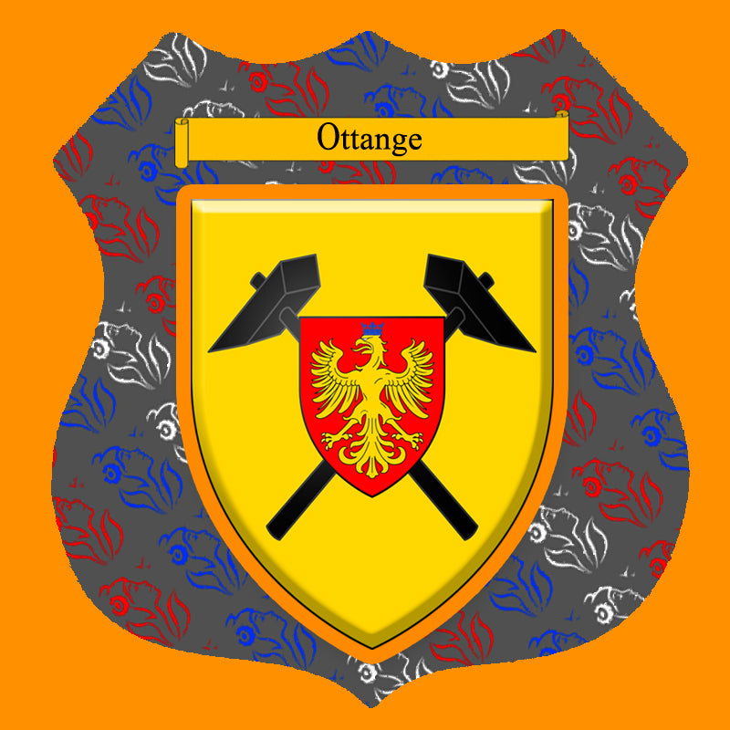 Plaque métal décorative format écusson Ø 30cm fond marianne blason Ottange, Moselle 57