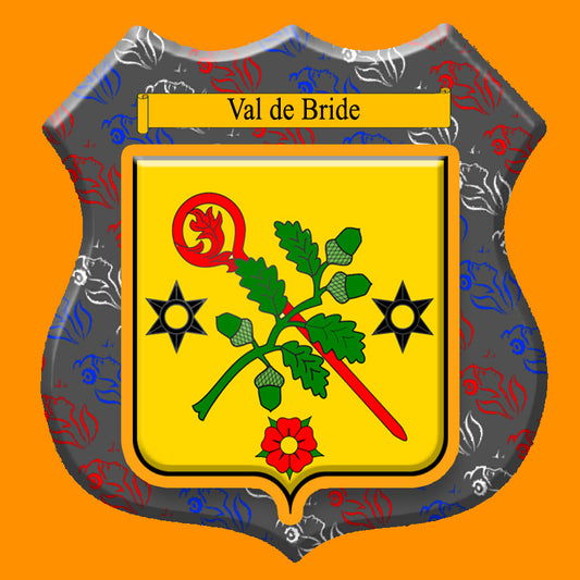 Plaque métal décorative format écusson Ø 30cm fond marianne blason Val de Bride, Moselle 57