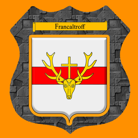 Plaque métal décorative format écusson Ø 30cm fond plaques métal blason Francaltroff, Moselle 57