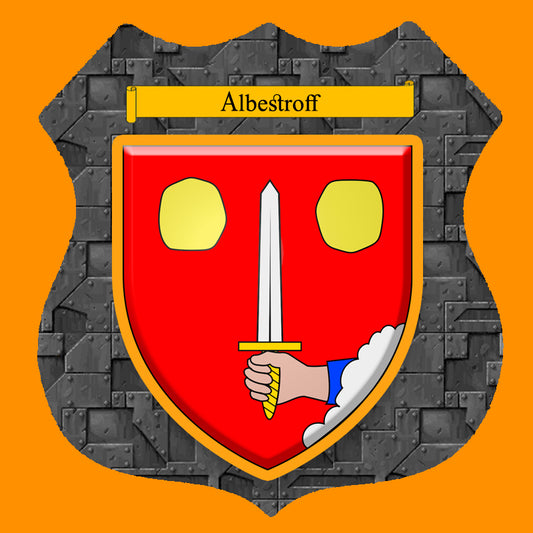Plaque métal décorative format écusson Ø 30cm fond plaques métal blason Albestroff, Moselle 57