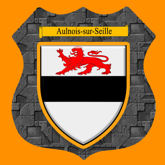 Plaque métal décorative format écusson Ø 30cm fond plaques métal blason Aulnois-sur-Seille, Moselle 57