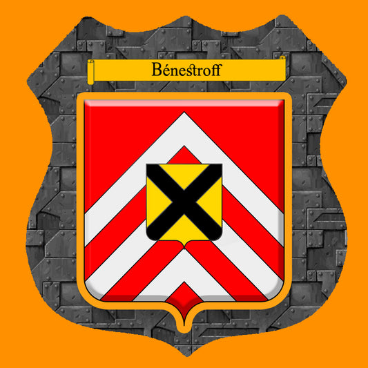 Plaque métal décorative format écusson Ø 30cm fond  plaques métal blason Bénestroff, Moselle 57