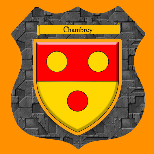 Plaque métal décorative format écusson Ø 30cm fond plaques métal blason Chambrey, Moselle 57