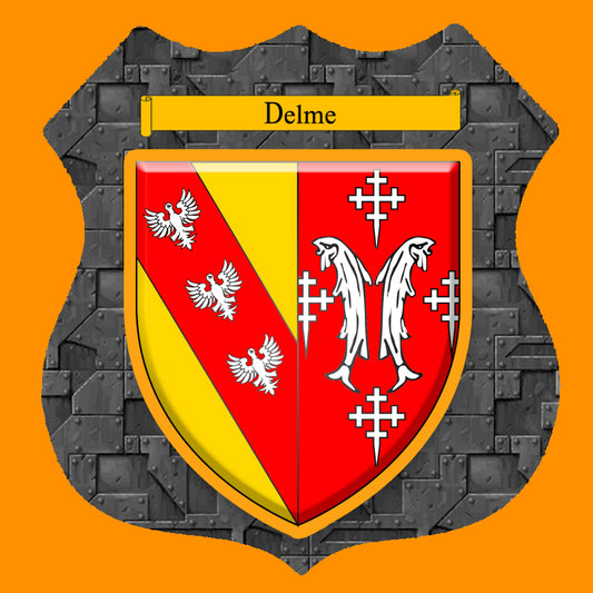 Plaque métal décorative format écusson Ø 30cm fond plaques métal blason Delme, Moselle 57