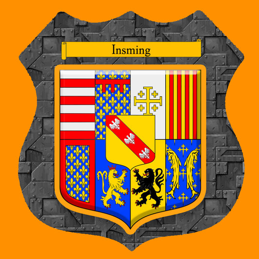 Plaque métal décorative format écusson Ø 30cm fond plaques métal blason Insming, Moselle 57