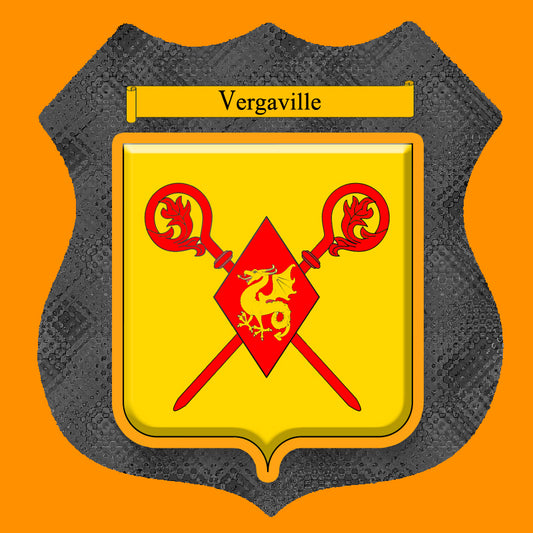 Plaque métal décorative format écusson Ø 30cm fond  métal+verre blason Vergaville, Moselle 57