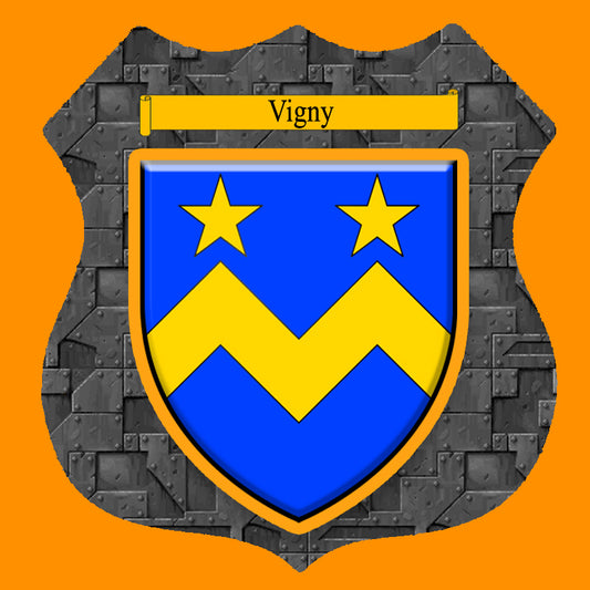 Plaque métal décorative format écusson Ø 30cm fond plaques métal blason Vigny, Moselle 57