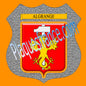 Plaque métal décorative format écusson, blason Algrange, Moselle 57,  fond mozaique