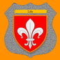 Plaque métal décorative format écusson Ø 30cm fond mozaique blason Lille, Nord 59