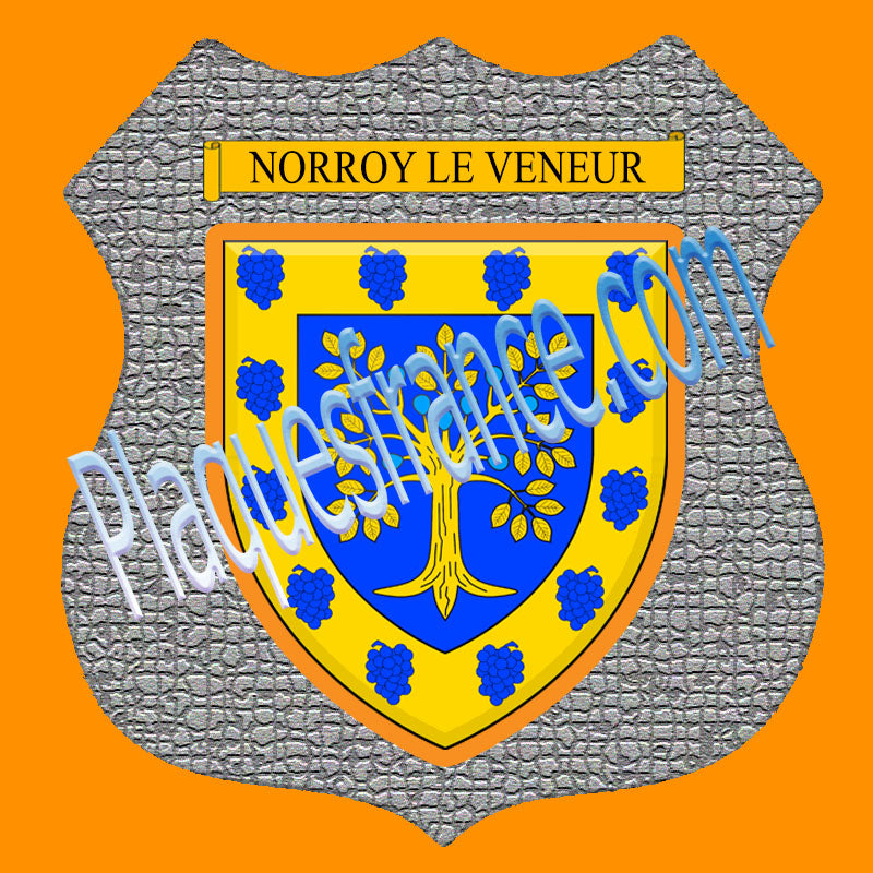Plaque métal décorative format écusson Ø 30cm fond mozaique Norroy le Veneur, Moselle 57