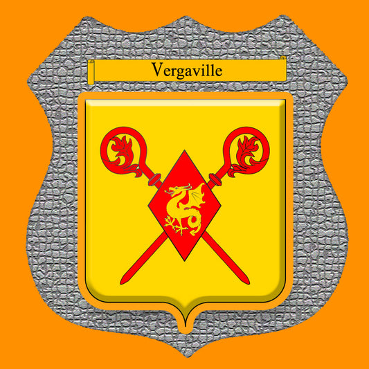 Plaque métal décorative format écusson Ø 30cm fond  mozaique blason Vergaville, Moselle 57
