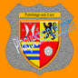Plaque métal décorative format écusson Ø 30cm fond mozaique blason Puttelange-aux-Lacs, Moselle 57